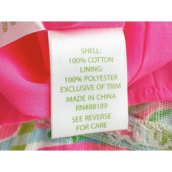 Lilly Pulitzer Mila Tiki Pink Shift Dress 00 100% Cotton Pom Pom Floral - Picture 10 of 10